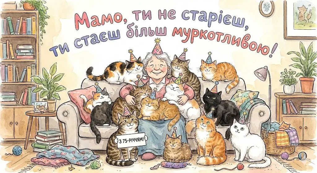 Привітання для мами з ювілеєм на 75 років