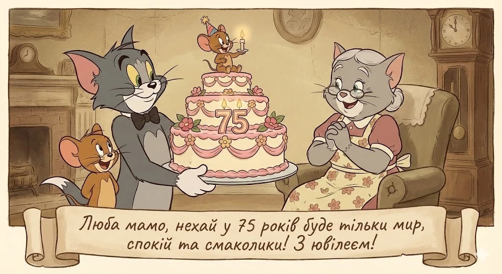 Привітання для мами з ювілеєм на 75 років