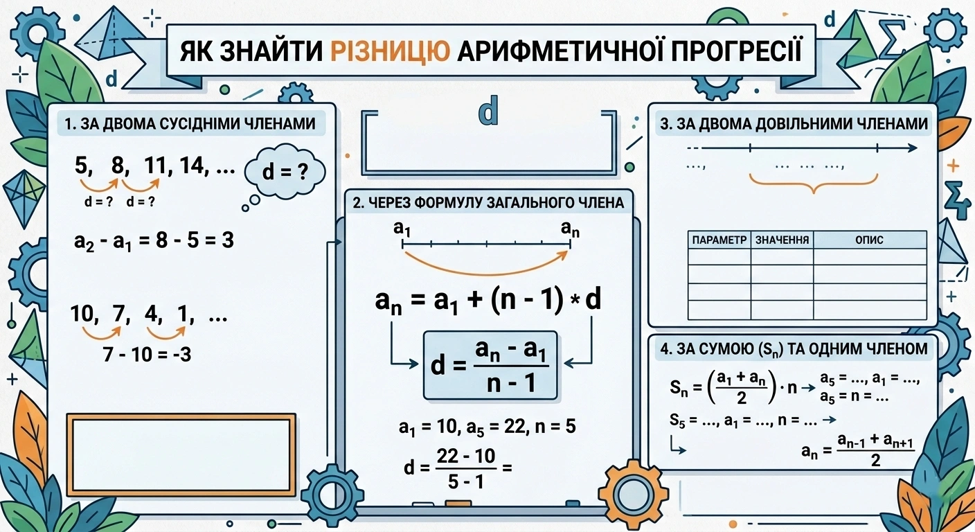 Як знайти різницю арифметичної прогресії