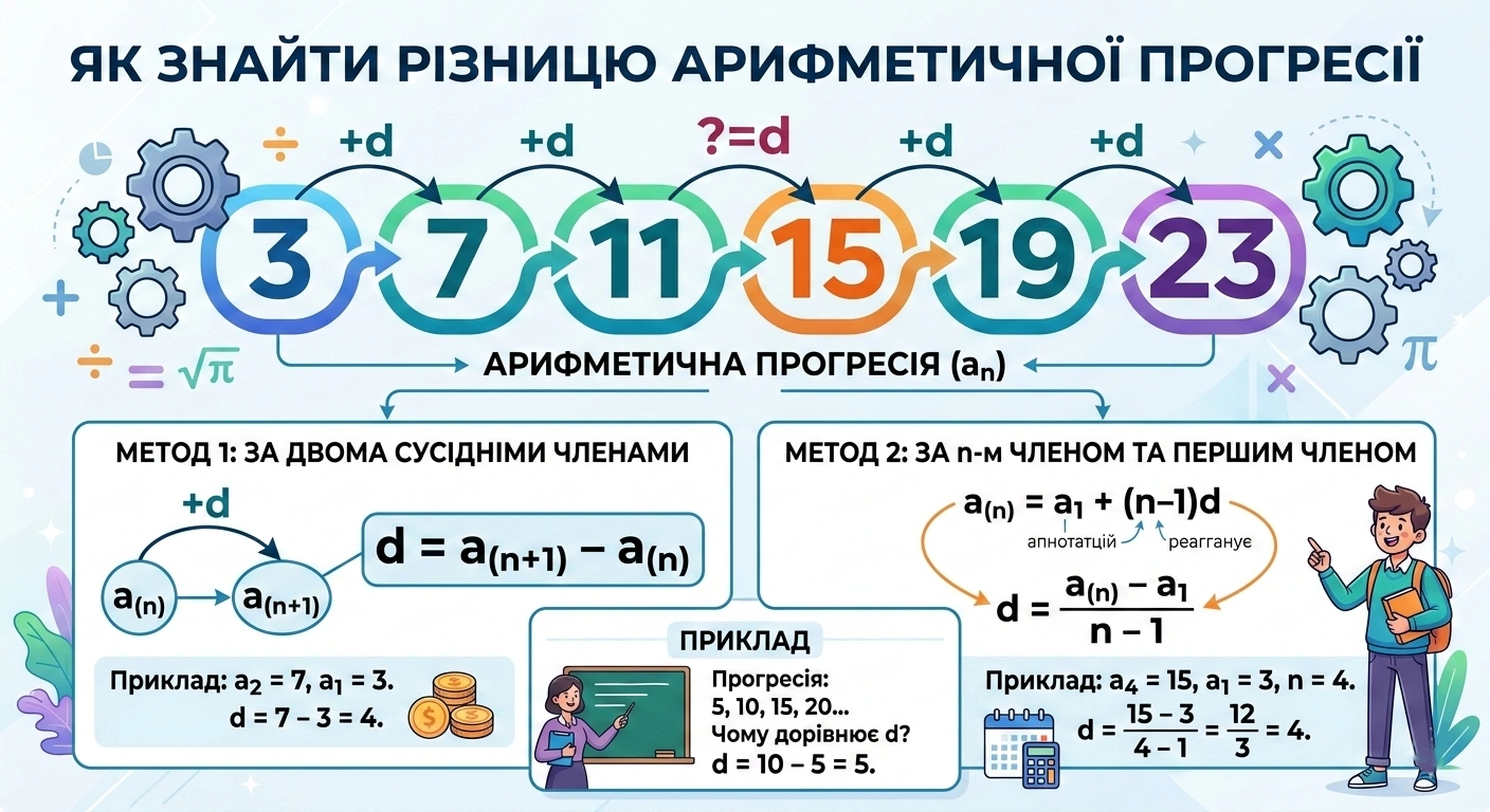 Як знайти різницю арифметичної прогресії