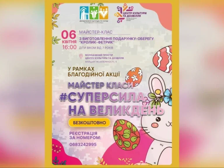 Великодні обереги для захисників: полтавський ЦКД запрошує до благодійної ініціативи «Суперсила на Великдень»